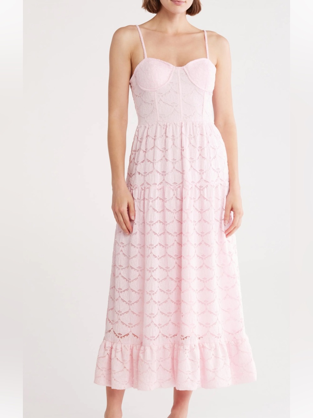NSR Light Pink Lace Maxi Dress
